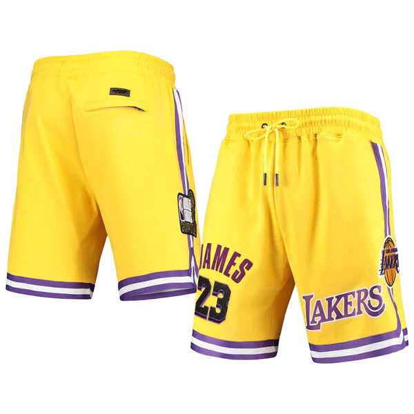 Men's Yellow Los Angeles Lakers #23 LeBron James  Shorts